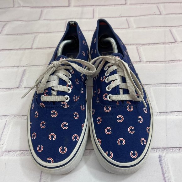 VANS Authentic Canvas Skate Shoes MLB Chicago Cubs Print Design Baseball Sneaker - Picture 8 of 12